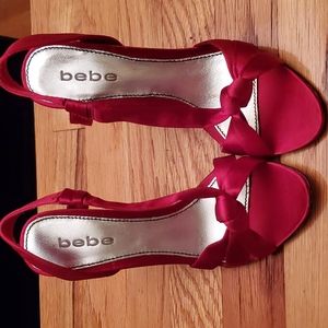 Bebe satin red heels